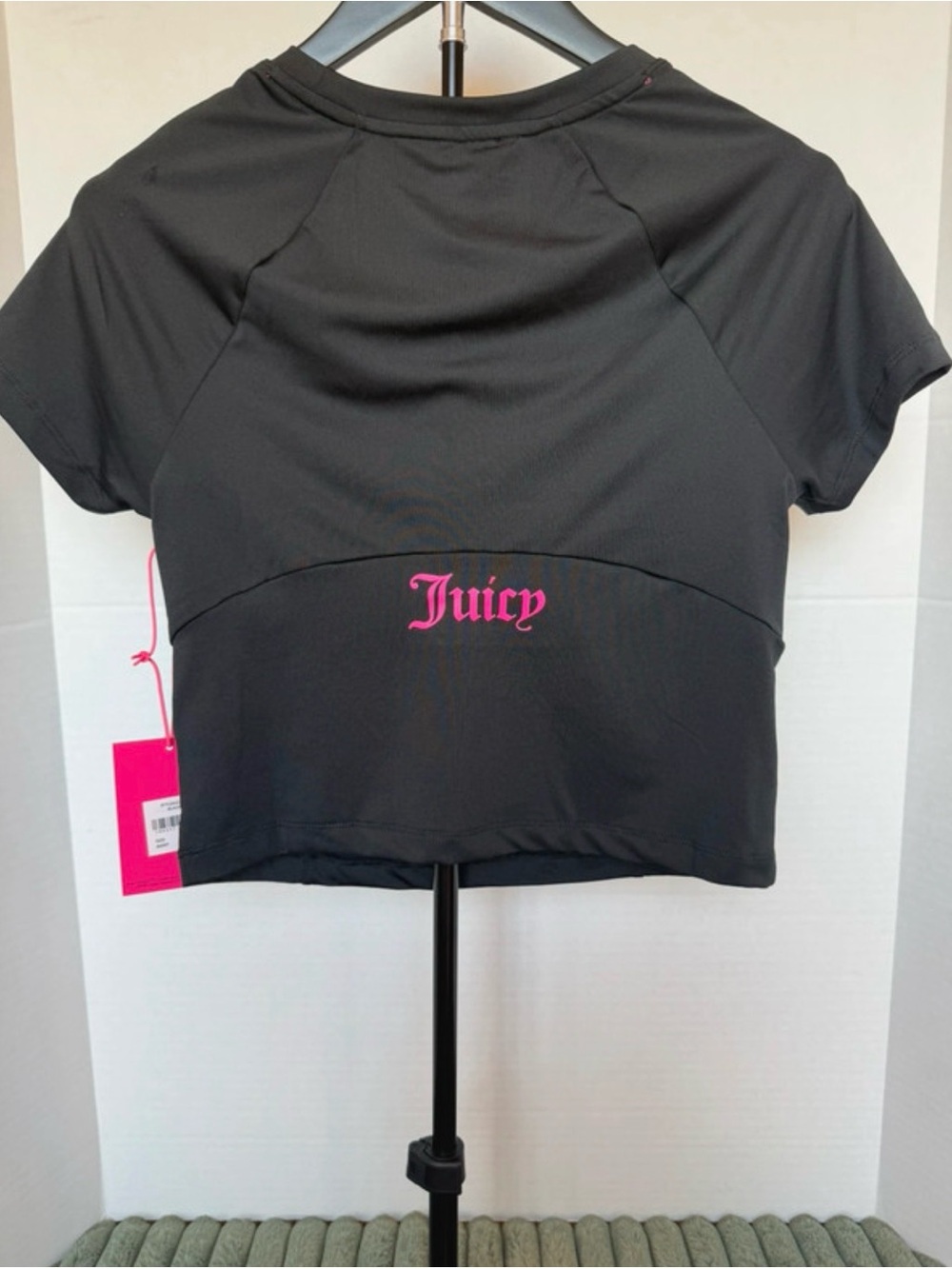 Juicy Couture Black Crop Top with Pink Logo